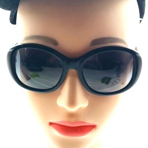 Chanel CC Black Turnlock Sunglasses   Quilted Leather Trim With Case